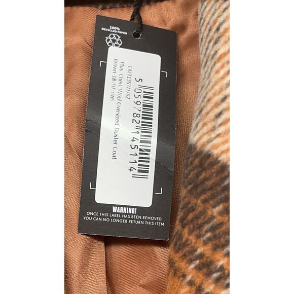 Pretty Little Thing Plus Size Wool Oversized Duster Coat Size 14 - Picture 5 of 15